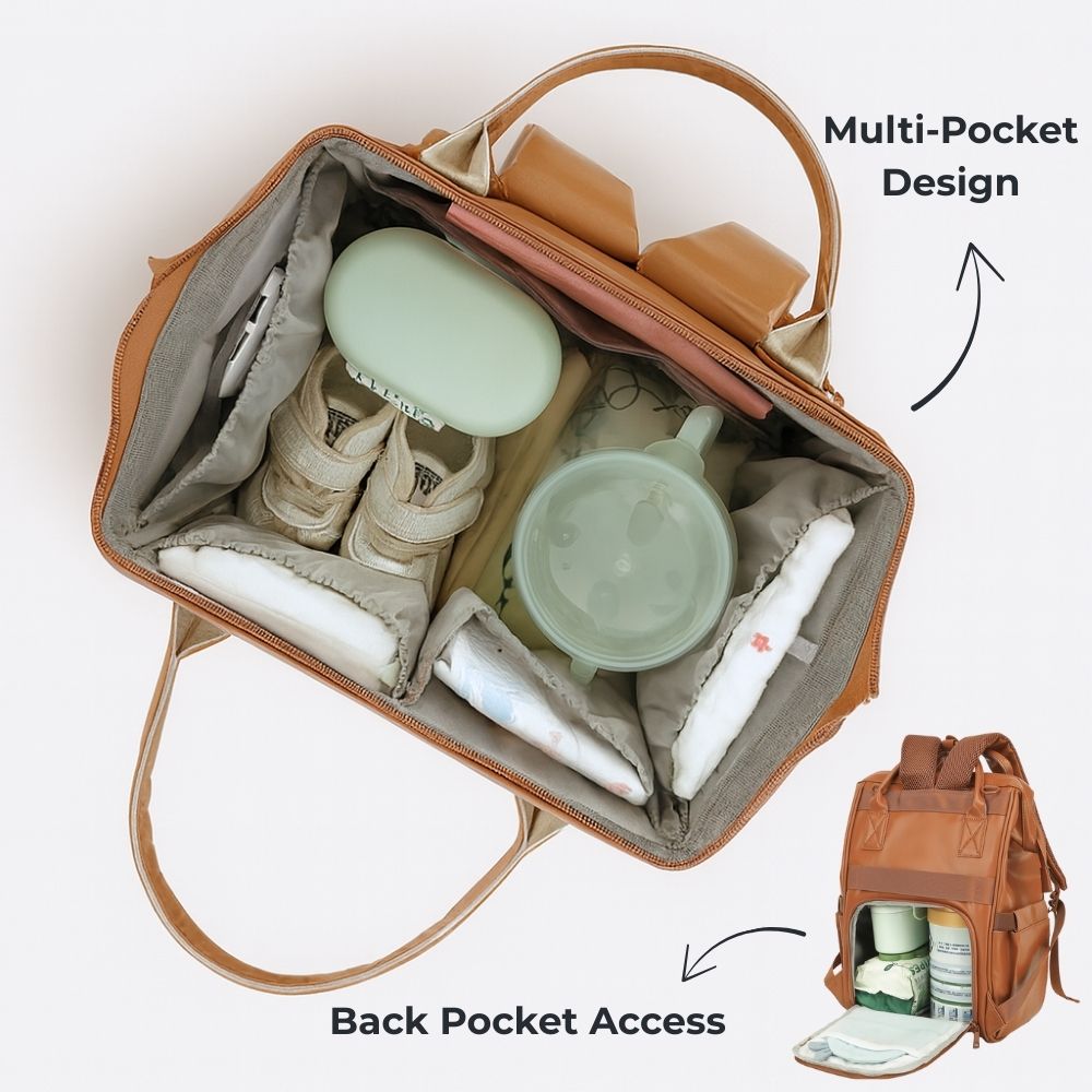 The Deluxe Vegan Leather Baby Changing Bag - Backpack