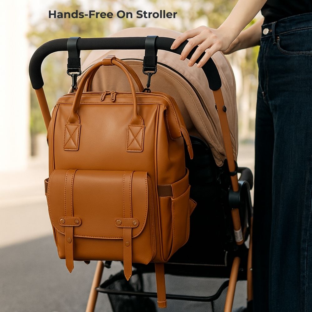 The Deluxe Vegan Leather Baby Changing Bag - Backpack